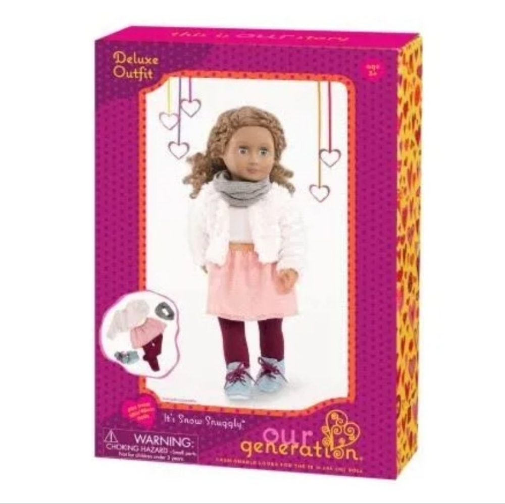 Our Generation Dolls It's Snow Snuggly White Fur Coat with Skirt Outfit for Doll